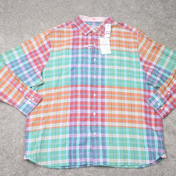 Tommy Bahama Shirt NWT Mens 2XL XXL Barbados Breeze Stretch L/S Linen Peach Melt - Picture 2 of 16